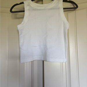Aura Classic White Ribbed Tank Top